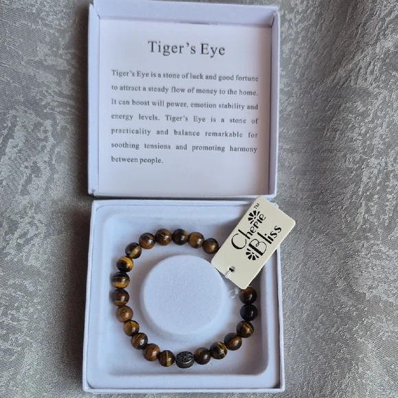 Soothing Tiger's Eye Beaded Bracelet By Cherie Bliss (J9) - Picture 1 of 3